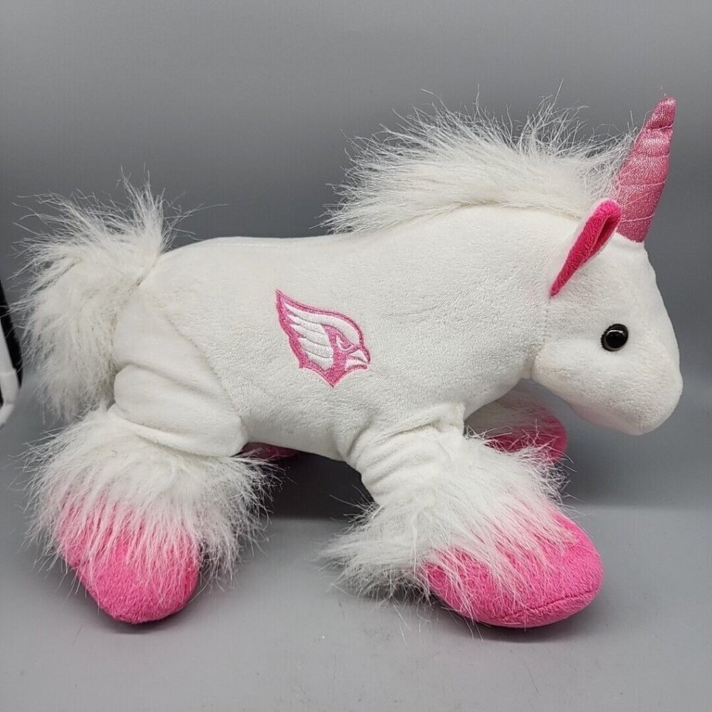 NFL Foco Unicorn Plush White Stuffed Animal 15”x10” White Pink AZ Cardinals 2020